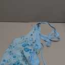 Verdusa Women's Cheetah Print Sequin Top Y2K Tie Back Corset Halter Going Out Crop Tops Blue Medium