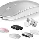 Mouse for MacBook Wireless Bluetooth Mouse Laptop MacBook Air Mac Pro Rechargeable Silent PC iPad Optical Mouse with Dual Mode Switch Bluetooth 5.2/3.0 and 2.4GHz USB TypeC Receiver Silvery