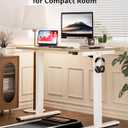 Okin Small Electric Standing Desk, 36" x 24" Whole Piece Height Adjustable Desk, Oak Sit to Stand Computer Workstation for Home Office
