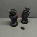 Hedoc 2 Pack Fake Owl Decoys to Scare Birds Away, Rotating Head Bird Deterrents, Nature Enemy Scarecrow Plastic Statues, Pest Repellent for Gardens and Patios (10+11 Inch)