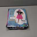 Girls Light-Up 80s Costume Set for Kids - Christmas Dress-Up, Holiday Party Decades Day Rock Star Outfit (Large, Pink)