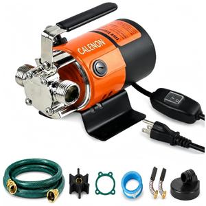 115V Water Transfer Pump, 1/10 HP 330 GPH Portable Electric Utility Pump with On/Off Switch, 6 ft Suction Hose & Strainer, for Water Heaters, Pool Covers, Aquariums, Rain Barrels