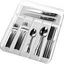 madesmart Silverware Tray - Large | Light Grey | Clear Soft Grip Collection | 6-compartment | Soft-grip Lining | Non-slip Feet | BPA-free
