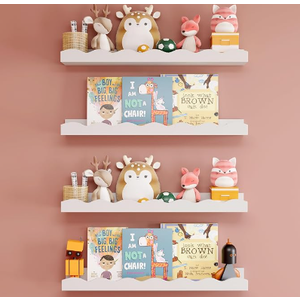 Floating Shelves for Wall Décor 24 Inch Long Set of 4 Nursery Book Shelves Wall Mounted Shelves for Books, Plants, Toys, Photo Frames, Picture Ledge-White