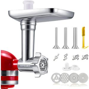 Stainless Steel Meat Grinder Attachments for KitchenAid Mixers, Meat Grinder, Sausage Stuffer, Perfect Grinder Attachment for KitchenAid, Dishwasher Safe(Machine/Mixer Not Included)
