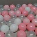 GOGOSO Ball Pit Balls for Toddler, Baby Plastic Playballs Kids Soft Pastel Pelotas Non-Toxic BPA-Free 2pink+White+Clear 100 Balls