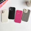 NITITOP Compatible with iPhone 16 Case Cute Stylish Line Stripe Pattern Design for Women Girls Soft TPU Shockproof Full Camera Protective Phone Cover - White