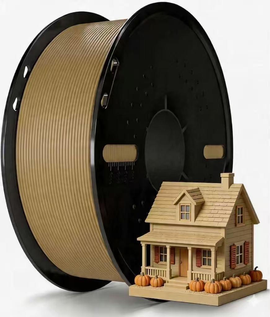 3D Printer Filament 1.75mm Wood PLA+ Filament Accuracy +/- 0.02mm, 1kg Spool (2.2lbs), Tangle-Free, Clog-Free,High Compatibility Easy Printing,Fit Most FDM 3D Printer