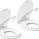 Toilet Seat, Round Toilet Seat with Toddler Seat Built in, Potty Training Toilet Seat Round Fits Both Adult and Child, with Slow Close and Magnets- Round, 2 Packs (White)