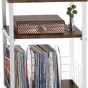 Record Player Stand, 3 Tier Side End Table with Vinyl Record Storage Basket, Turntable up to 100 Albums Record Shelf Display Holder Cabinet for Living Room, Bedroom, Office, White