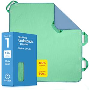 Improvia Positioning Bed Pad 34"x36" with 6 Reinforced Handles, Quick-Drying, Washable, Waterproof, Reusable, Mattress Protection, For Lifting, Turning, Transfering, Elderly and Incontinence patients.