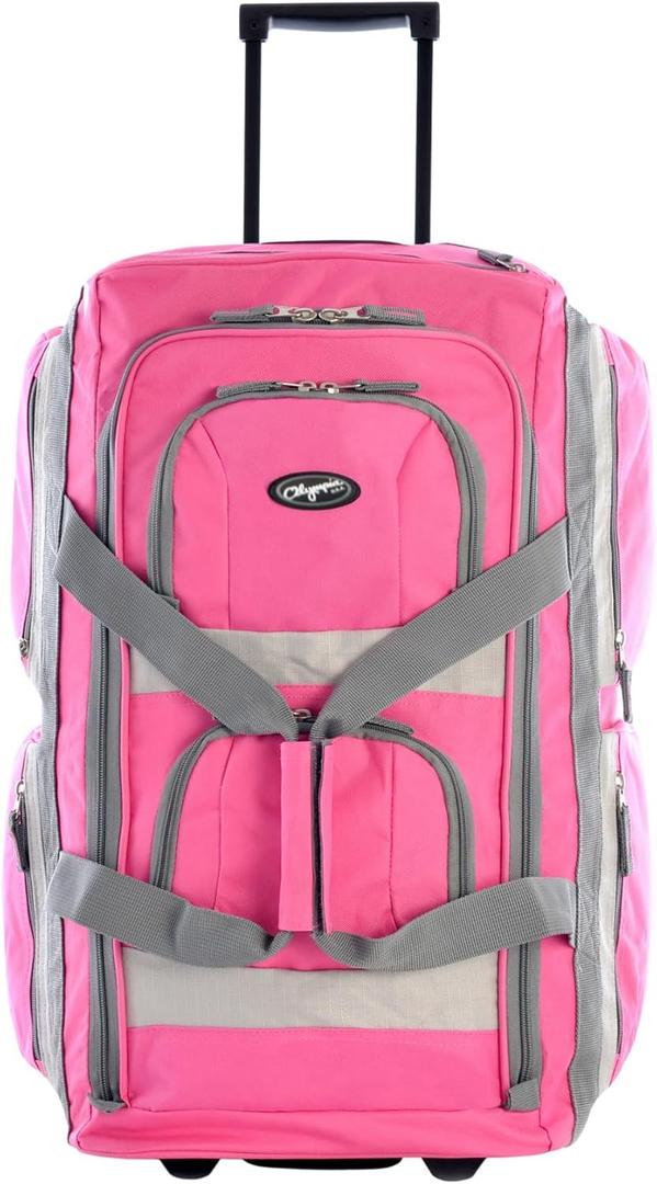 Olympia U.S.A. 22 inch Carry On 8 Pockets Wheeled Rolling Duffel Bag Water Resistant Luggage Lightweight Travel Suitcase with Retractable Handle Pack of 2