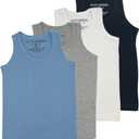 BROOKLYN VERTICAL Boys Pack of 4 Undershirt Tank Top - Tagless Cotton Super Soft Runs Small