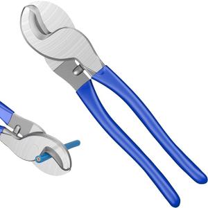10 Inches Cable Cutter, High Leverage Heavy Duty Wire Cutters Cable Cutters Heavy Duty for Cutting Aluminum, Soft Copper, and Communication Cables(Avoid Pinching Fingers Design Included)-Blue