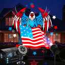 Independence Day Projector Lights 4th of July Projector Patriotic Waterproof Outdoor Indoor LED Spotlight with Dynamic American Flag Patterns for Garden Yard Party Decor (Hawk)