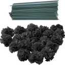 Rikyo 50 Artificial Silk Carnation Black Flower Head with Stems Set,Vase Fillers,Marigold Flower Heads for Diwali Home Decor Day of The Dead Wreath Garland Cake Ornaments,2" Petals Heads