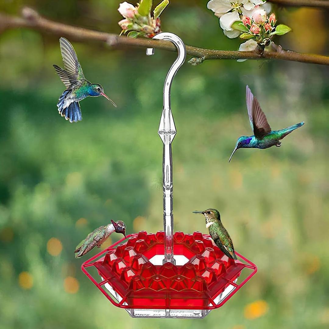 1PC Hummingbird Feeders for Outdoors, Hummingbird Feeder and Built-in Ant Moat, 30 Feeder Ports for Outdoors Hanging Ant and Bee Proof (Red)