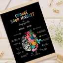 Foritho Floral Brain Mental Health Poster Wall Art Framed, Change Your Mindset and Life Canvas Prints Wall Decor for Therapy School Counselor Psychologist Calming Office, 12x16 Inch