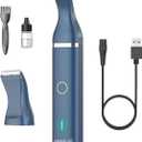 oneisall Dog Clippers with Double Blades,Cordless Small Pet Hair Grooming Trimmer,Low Noise for Trimming Dog's Hair Around Paws, Eyes, Ears, Face, Rump (Teal) (Blue)