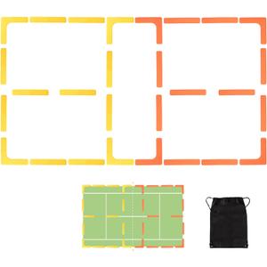 Hikeen Court Lines Marker Kit Anti-Slip and Wind-Resistant Throw Down Markers 28pcsr 84pcs, Pickleball Net Court for Outdoor Indoor Court (Yellow Orange)
