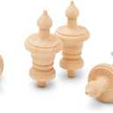 Woodpeckers Unfinished Wood Finials - 3-1/2 inch, Pack of 6 Large Craft Finials for Bed Posts, Curtain Rods, Flagpoles and Crafts