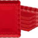 Plasticpro Plastic Serving Trays - Serving Platters Rectangle 9X13 Disposable Party Dish Includes 4 Red Christmas Trays