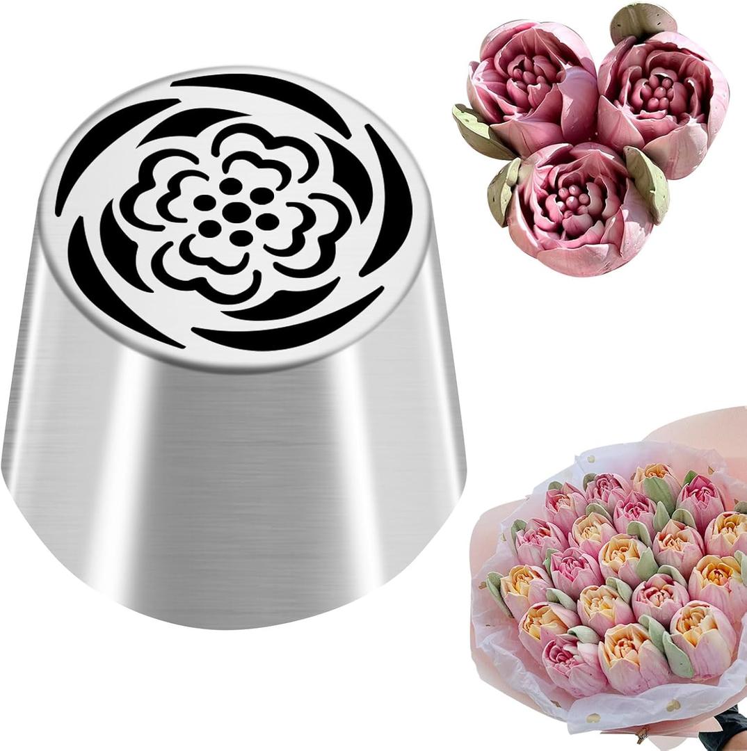 Russian Piping Tip, Stainless Steel Extra Large Piping Tip for Cake Decorating, Pastry Cupcake Flower Frosting Piping Kit Cake Decorating Supplies Floral Icing Nozzles Kitchen Gadgets, SL44