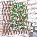 MyGift Nature Wood Trellis, Expandable Wall Lattice Panels for Outside, Decorative Lattice Trellis Frame for Climbing Plants Vine Ivy Rose Cucumbers Outdoor Balcony Garden