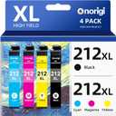 Remanufactured 212XL Ink Cartridges Replacement for 212 Ink cartridges T212XL 212 Ink cartridges for Printer Expression Home XP-4100 XP-4105 Workforce WF-2830 WF-2850 (4 Pack)