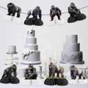 Gorilla Party Decorations 8Pcs Gorilla Honeycomb Centerpieces Black Gorilla Table Centerpieces Jungle Safari Animal Table Toppers Ape Table Decorations for Kids Baby Shower Birthday Party Supplies
