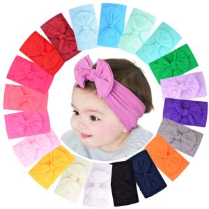 jollybows 20pcs Baby Girls Nylon Headbands Turban Hair Bows Hair Band Elastic Hair Accessories for Kids Toddlers Infants Newborn (20 Count (Pack of 1), 1-Light Multi-colored)