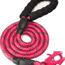 GEIT 2/4/5/6FT Dog Leash, Heavy Duty Rope Leashes, Reflective Nylon Pet Lead with Aluminum Quick Release/Locking Tactical Frog Clip for Small Medium and Large Dogs, Red, 1/2 inch
