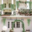 RECUTMS Artificial Hanging Plants Fake Hanging Plant Faux Eucalyptus Leaf Greenery Vine Outdoor UV Resistant Plastic Plants Home Garden Wedding Party Indoor Outdoor Decorations(White)