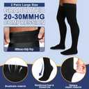 Zhanmai 2 Pairs Thigh High Men's Compression Socks 20-30 Mmhg Compression Stocking with Silicone Grip Men's Dress Socks(2X-Large)