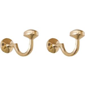 Handcrafted Unlacquered Brass Wall Hooks  Set of 2 - Solid Brass Coat & Towel Hooks - Vintage Wall Hangers for Bathroom, Kitchen, or Entryway