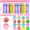 32 Pack Kids Valentines Day Cards with Mini Bubble Wands Valentines Day Gifts for Kids Classroom, Valentines for Kids School Valentines for Class Exchange Cards Prizes Party Favors for Boys Girls