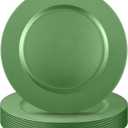 Tanlade 12 Pcs 13 Inch Charger Plates Bulk Round Wedding Chargers Plastic Dinner Plates for Table Setting Wedding Party Decoration (Green)
