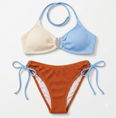 Blooming Jelly Womens Sexy 2 Piece Bikini Sets Cheeky High Cut Bathing Suit Color Block Textured U-Wire Swimsuits 2026, Smal