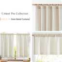 jinchan Linen Textured Tier Curtains 24 Inch for Kitchen Windows Country Farmhouse Cafe Small Curtain Rustic Light Filtering Half Curtains for Living Room Laundry Bathroom Rod Pocket 2 Panels Crude