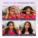 Headband Wig Human Hair Body Wave Wigs for Black Women 180% Density Wear and Go Glueless Wig None Lace Front Wig Brazilian Virgin Hair Natural Balck Human Hair Wig (16in)