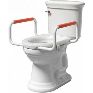 R&T Toilet Seat Riser 2" Raised Seat with Removable Padded Handles Fit for Elongated Toilets