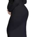 YnimioAOX Maternity Photoshoot Dress Long Sleeve Elegant Maxi Photography Dress Slim Stretchy Gowns (Black, XL)
