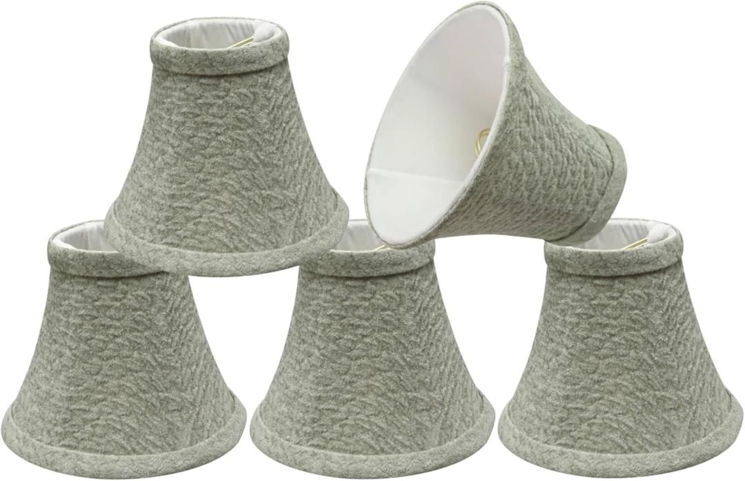 Aspen Creative 30054-5, Bell Clip-On Chandelier Lamp Shade, Light Grey, 3" Top x 6" Bottom x 5" Slant Height, Set of 5