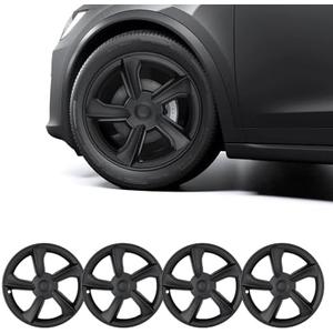 SHINELINERS 4PCS Wheel Covers for Tesla Model Y Juniper 2025-2026, 19 Inch Spiral Aero Design Hubcaps, Black, Easy Clip-On Installation