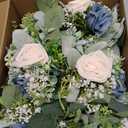 Wedding Bridesmaids Bouquets Set of 6 - Artificial Bridesmaid Rose Bouquet Handmade Maid of Honor Flowers Small Floral Centerpiece for Marriage Proposal Party Anniversary Table Decor -7 inch (Green & Dusty Blue)