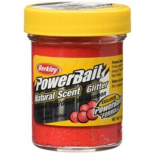 2 Pack Berkley PowerBait Natural Glitter Trout Bait , Salmon Egg Red