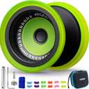 MAGICYOYO V13 DEEPSPIN Bi-Material Yoyo for Kids 8-12 and Adults, Dual Purpose Professional Yoyo for All Skill Levels, Trick Yo yo with 12 Yo-yo Strings, Finger Brace, Bearing Kit-Black+Yellow Rings, 48.9 cm x 56.2 cm