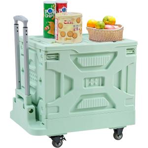 VECELO Foldable Shopping Cart with Wheels, 16GAL, Green