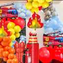Fire Balloon Garland Arch Kit, Fire Truck Birthday Decorations,Firefighter birthday party decorations,Fireman Party Supplies,Birthday Firefighter Rescue Themed Party Decoration