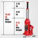 BIG RED T90603B Torin Hydraulic Welded Bottle Jack, 6 Ton (12,000 lb) Capacity, Red